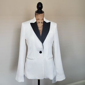 White Blazer with Black Collar